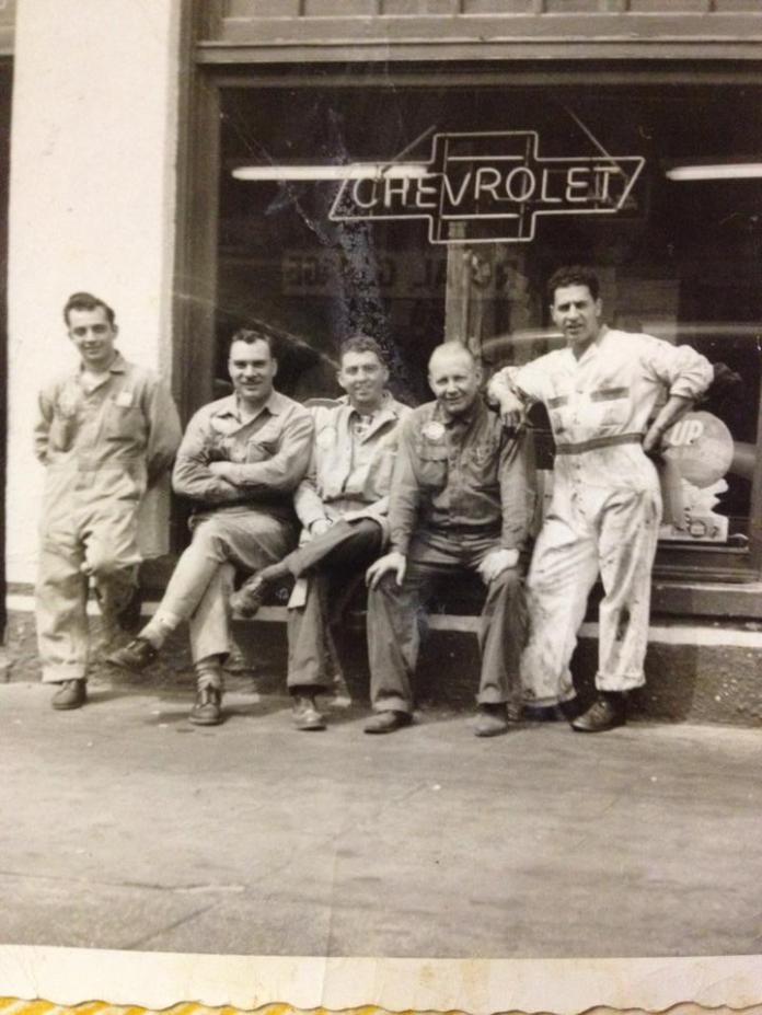 My grandfather (center) when at worked at Kinney Motors on Coney Island Avenue. 